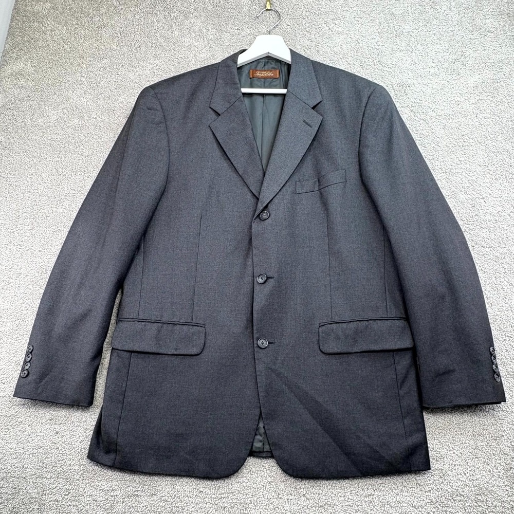 Tasso Elba Angelico Super 140s Blazer Jacket Mens 42R Black Notch Lapel Formal‎